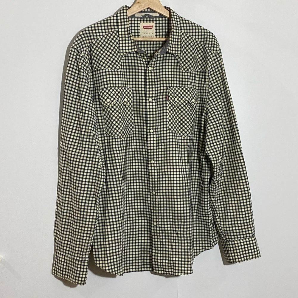 Levi’s mens vintage plaid long sleeve button down dress country cowboy shirt XL